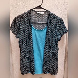 Sag harbor turquoise and brown top